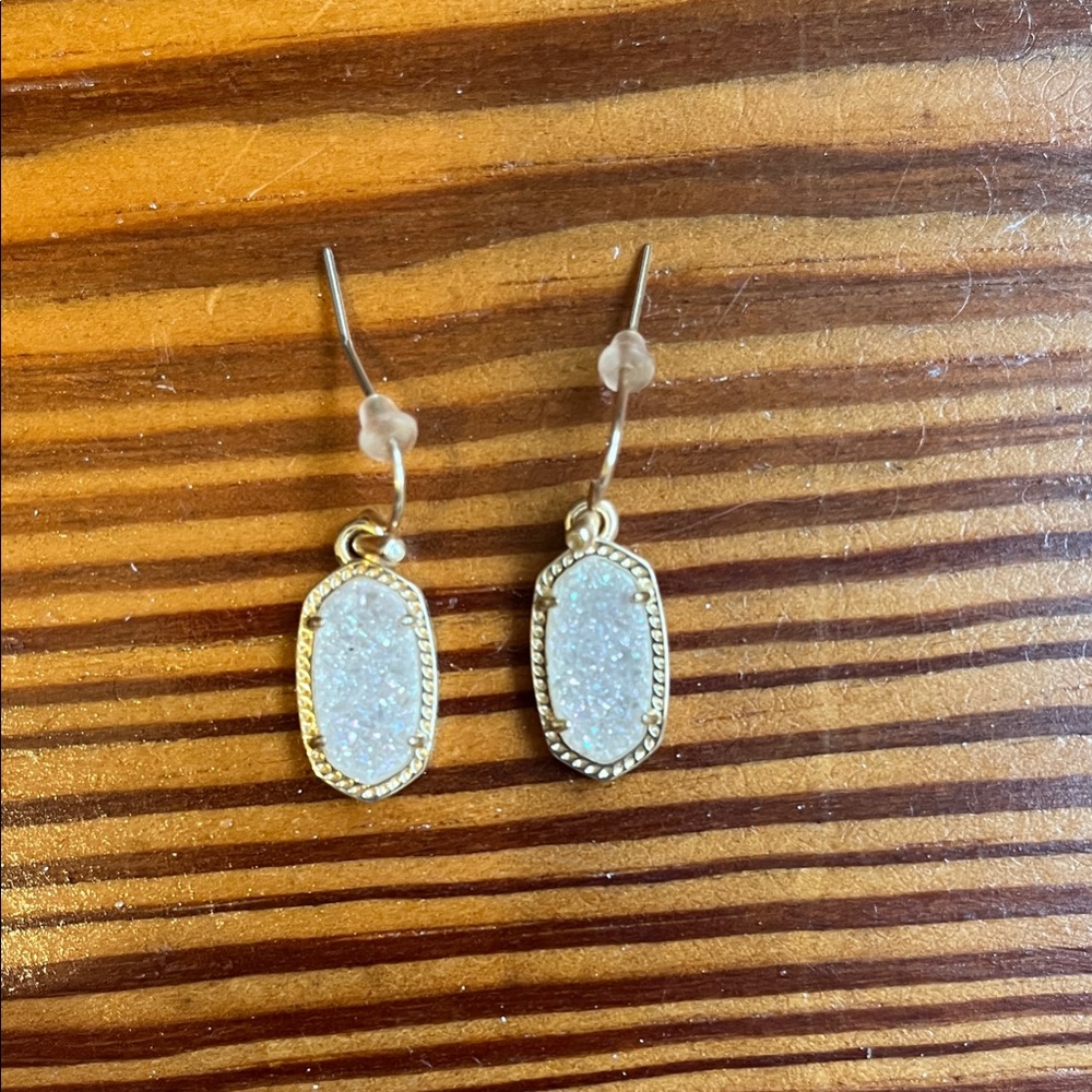 Kendra Scott, Lee Gold Drop Earrings in Iridescent Drusy